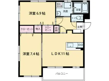 シャトレー青葉館(2LDK/3階)の間取り写真