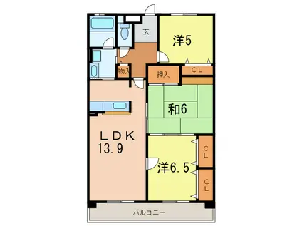ガーデンヒルズ三河安城(3LDK/14階)の間取り写真