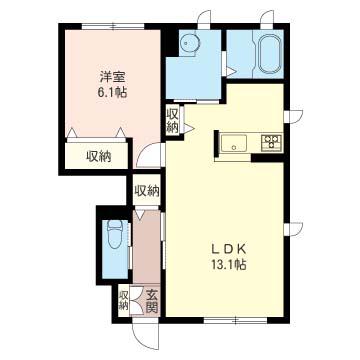 アルフラット(1LDK/1階)の間取り写真