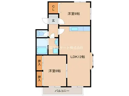 セジュール矢取 B(2LDK/2階)の間取り写真