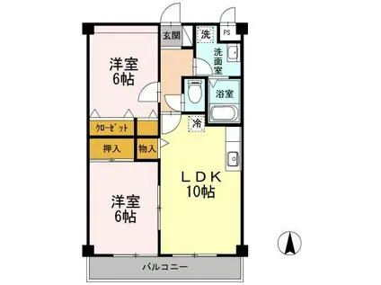 マンション紫雲 B(2LDK/2階)の間取り写真