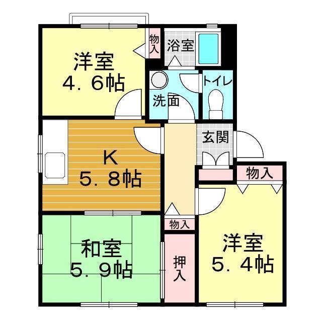 ディアス33 A棟(3K/2階)の間取り写真