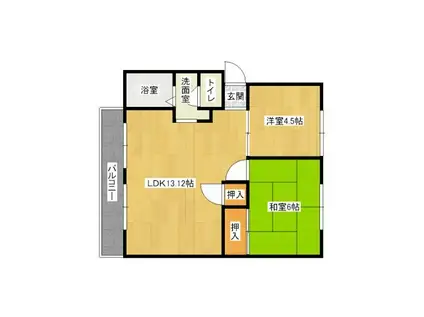 サンシティ栄A棟(2LDK/2階)の間取り写真