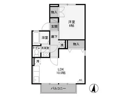 グリーンパーク倉賀野A(1LDK/1階)の間取り写真