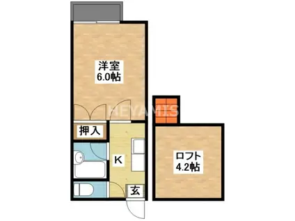 シャトル石神(1SK/2階)の間取り写真