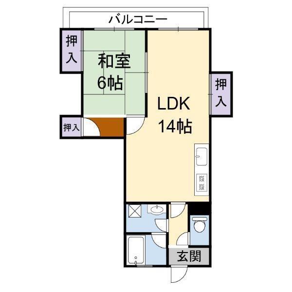 寿ハイツ(1LDK/2階)の間取り写真