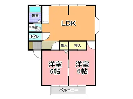 グッド・ビレッジ B棟(2LDK/1階)の間取り写真