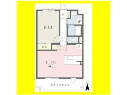 グランストークカメリア(1LDK/1階)の間取り写真