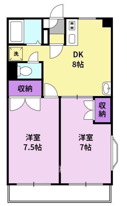サンシャインコート東合川(2DK/1階)の間取り写真