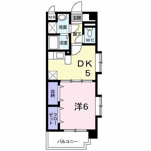 アニバーサリー(1DK/2階)の間取り写真
