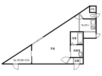 ヒルサイドテラス(ワンルーム/2階)の間取り写真