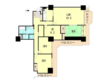 ポートピアプラザD棟(4LDK/23階)の間取り写真