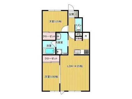 君の名を呼ぶ(2LDK/1階)の間取り写真