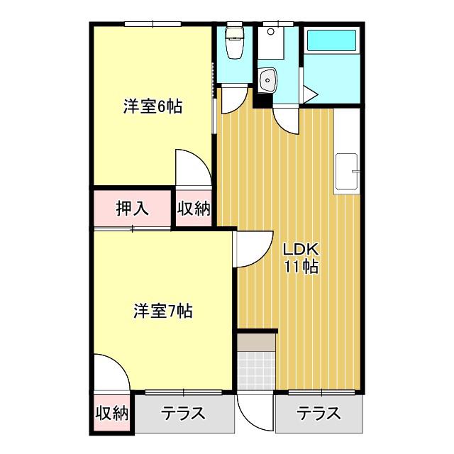 アドホックメゾン(2LDK/1階)の間取り写真