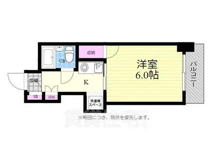 グランデール横川(1K/6階)の間取り写真