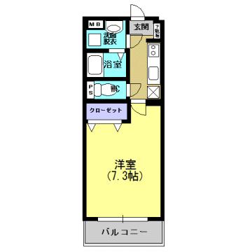 クリスタルメゾン(1K/4階)の間取り写真