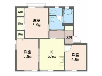 シャルマン別宮I(3K/1階)の間取り写真