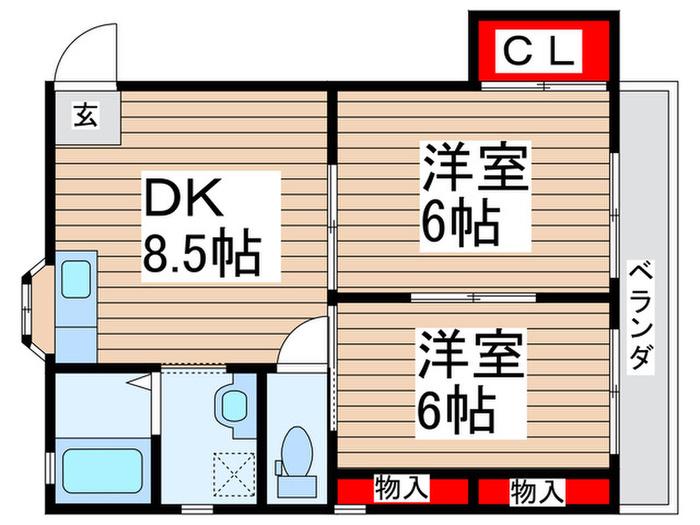 アーバンハイツ(2DK/1階)の間取り写真