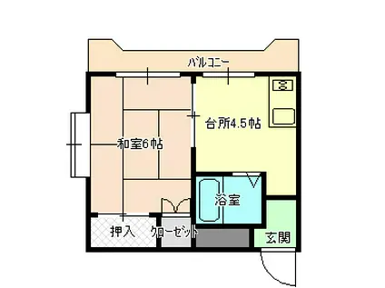 ビラパルコ(1DK/3階)の間取り写真