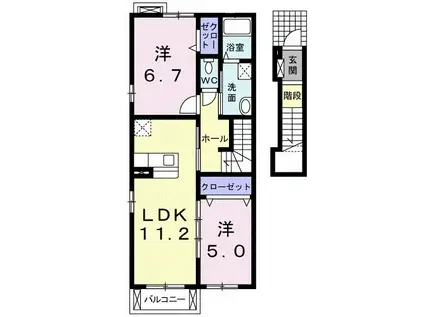 ミニヨンカフェ(2LDK/2階)の間取り写真