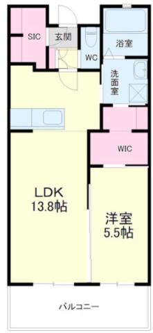 ルシェリア原島(1LDK/4階)の間取り写真