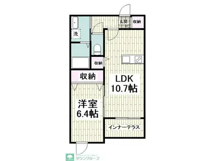 クレール・エ・ボウIII(1LDK/1階)の間取り写真