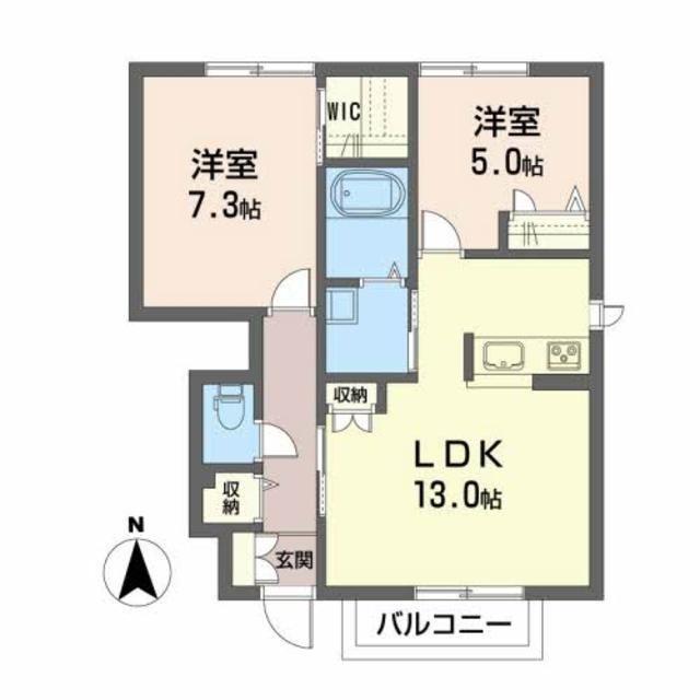 ランドマーク戸ノ内E(2LDK/1階)の間取り写真