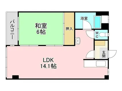第12小倉三萩野IR BLD(1LDK/5階)の間取り写真