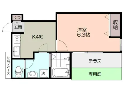 東急大井町線 中延駅 徒歩2分 3階建 築29年(1K/1階)の間取り写真