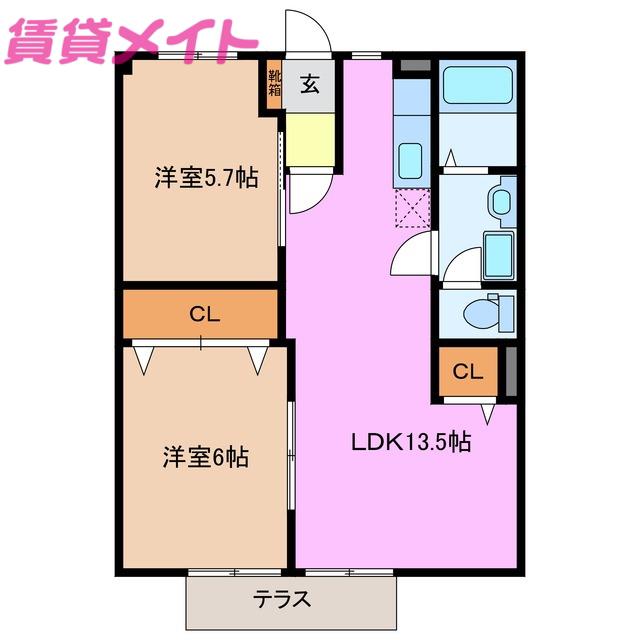 ニューシティーM1(2LDK/1階)の間取り写真