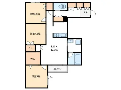 メゾンクレール谷在家(2SLDK/1階)の間取り写真