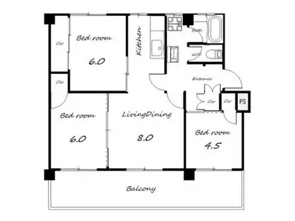 ヴィラナリー加東III 2号棟(1LDK/2階)の間取り写真