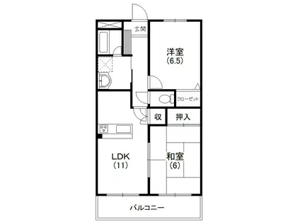 フェリス南平(2LDK/4階)の間取り写真