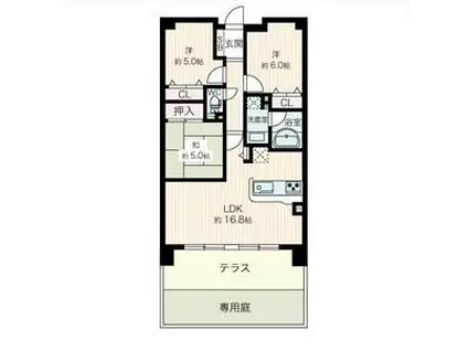 パデシオン京都五条(3LDK/1階)の間取り写真