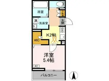 エル・シエロ(1K/2階)の間取り写真