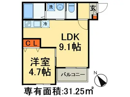 キャメル北松戸3(1LDK/3階)の間取り写真