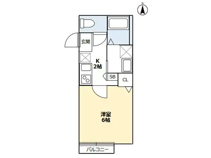 ソレイユ大和田(1K/1階)の間取り写真