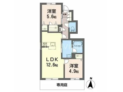 シャーメゾン レ・フレールIV(2LDK/1階)の間取り写真