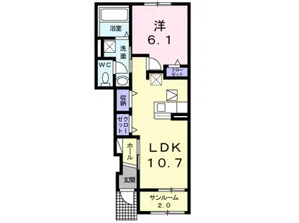 エルディケイ I(1LDK/1階)の間取り写真
