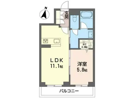 ル シエル(1LDK/1階)の間取り写真