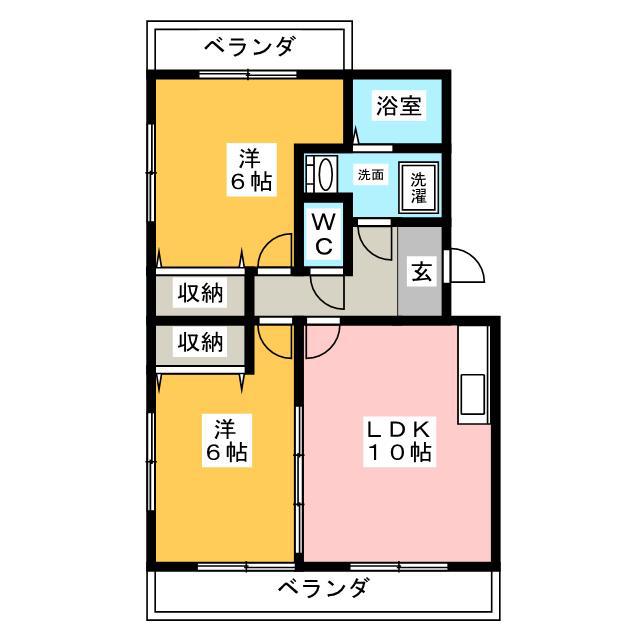 フォレスト笠井(2LDK/2階)の間取り写真