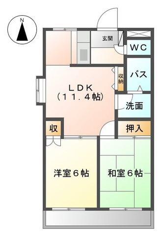 ブランシェけやき(2LDK/2階)の間取り写真