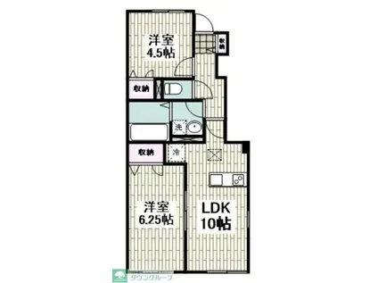 メゾン風早IV(2LDK/1階)の間取り写真