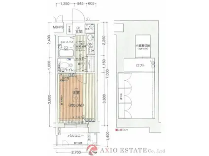 エステムコート梅田茶屋町デュアルスペース(1K/10階)の間取り写真