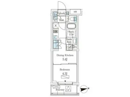 若葉ビューアパートメント(1DK/2階)の間取り写真