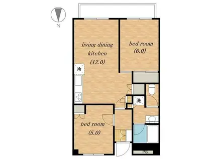 メゾン芦花(2LDK/3階)の間取り写真