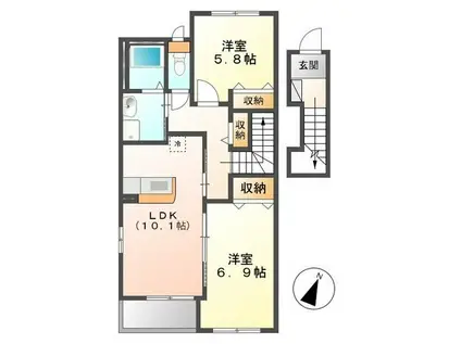 フランシーズ・ナチュール(2LDK/2階)の間取り写真