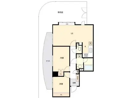 ムサシノコート早稲田(2LDK/1階)の間取り写真