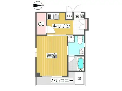 ヒルトップハイム桜川(1K/9階)の間取り写真