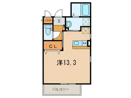 サニー離宮前(ワンルーム/2階)の間取り写真